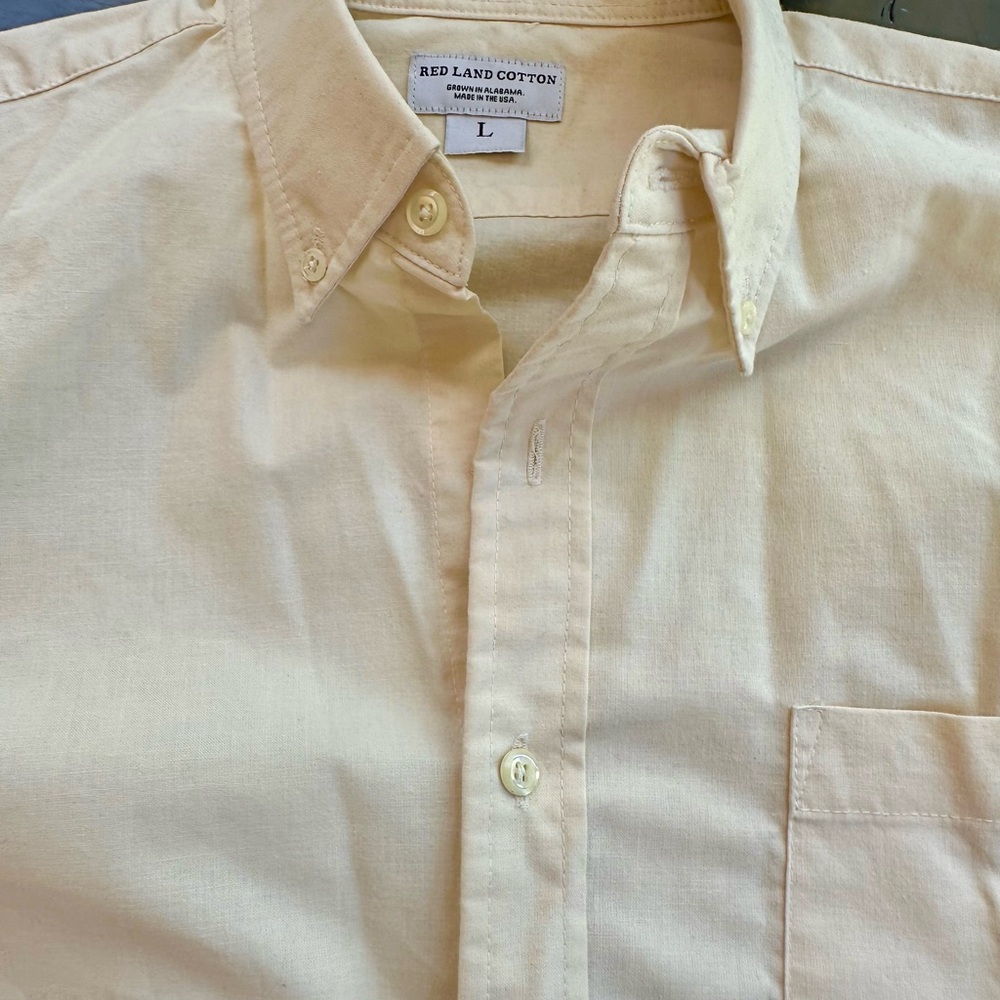Red Land Cotton, like new, US made Natural Cotton Button Down Work Shirt